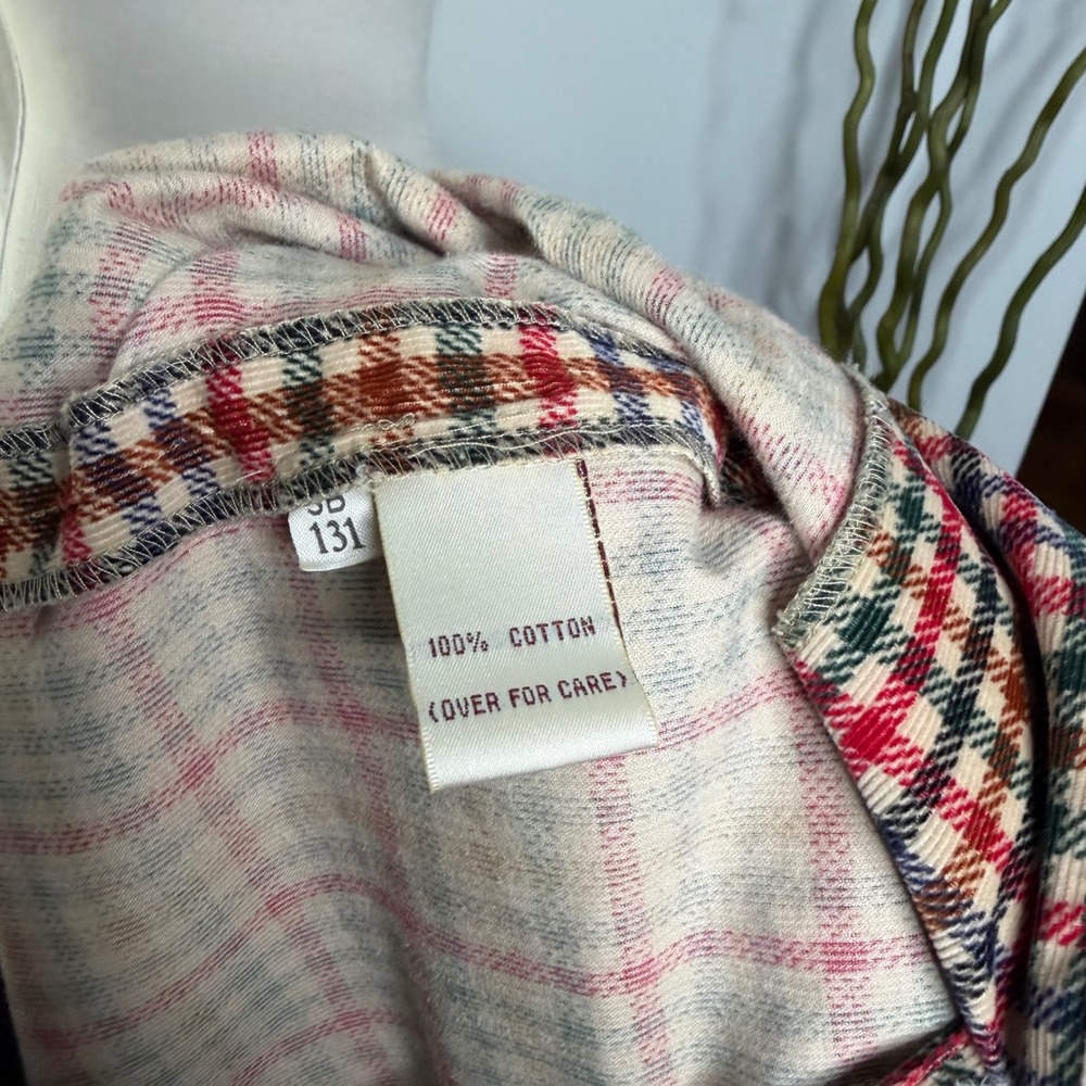 Vintage Susan Bristol Maxi Dress Plaid Corduroy Button Front Tie Back Size 10 - Picture 9 of 10